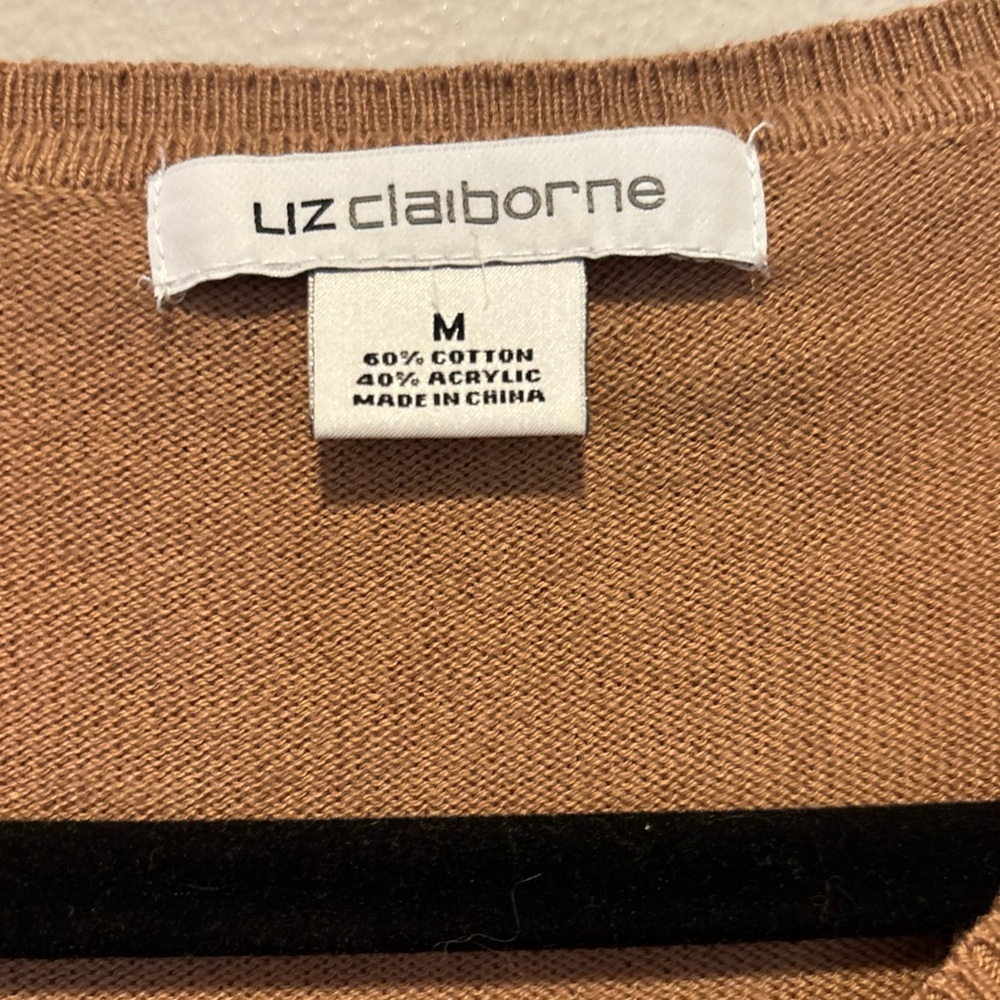 Liz Claiborne Tan and Black Dog Pattern Sweater 040 Sale - Picture 3 of 3